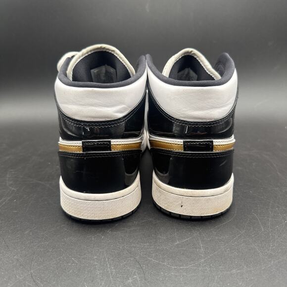 Nike Air Jordan 1 Mid Patent Black White Gold Mens 852542-007 Size 11 main image 7
